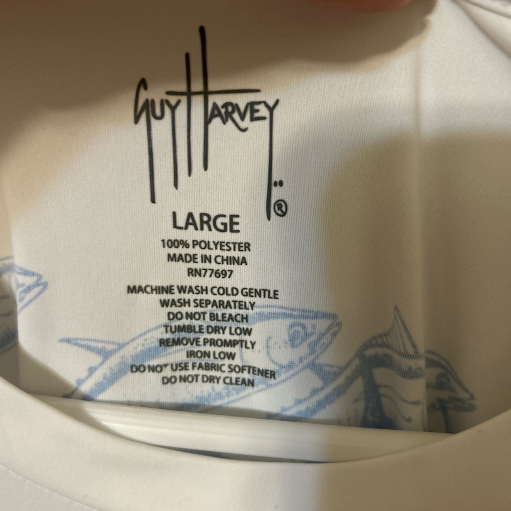 Guy Harvey White Tee with Blue Marlin Design - Picture 5 of 5